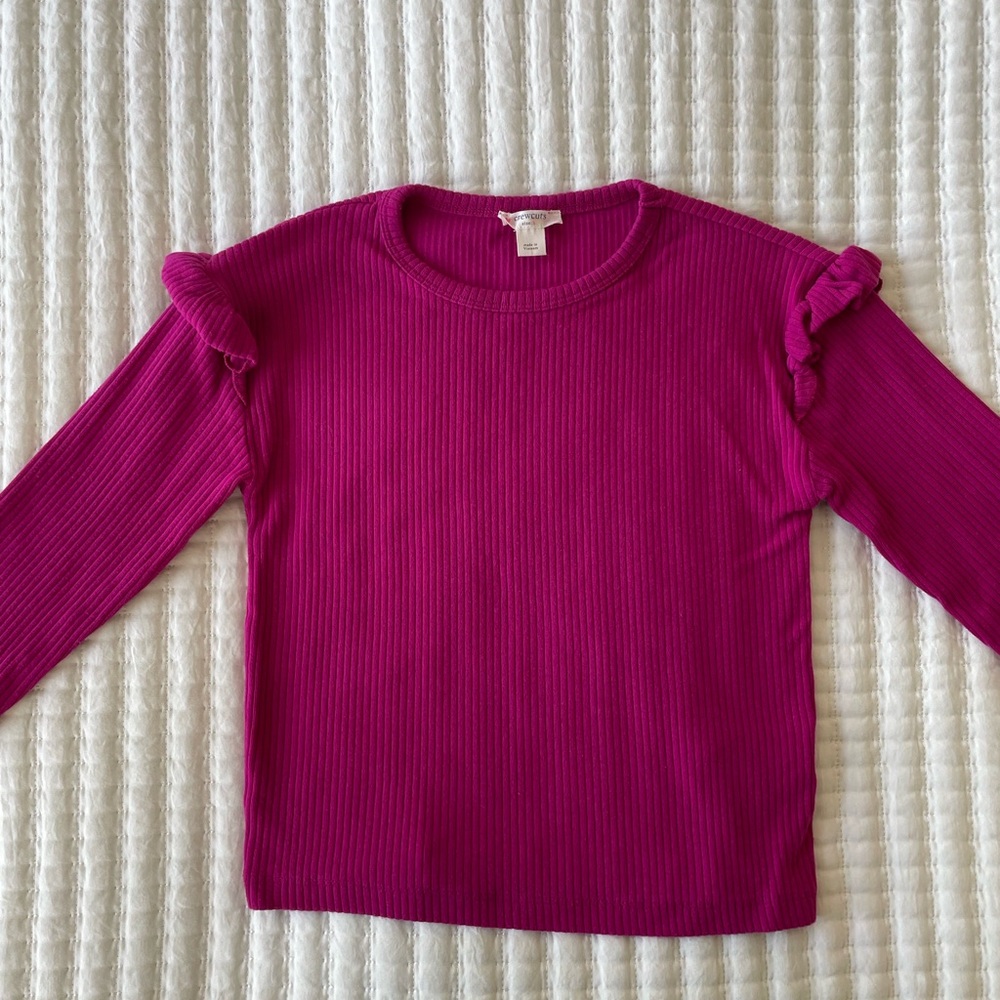Crewcuts Fuchsia Ruffled Long Sleeve Tee